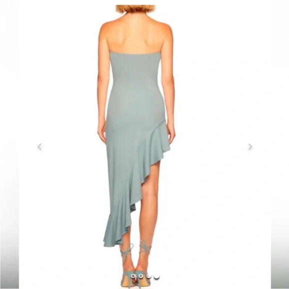 NWT Susana Monaco Asymmetric Ruffle Hem Strapless Dress in Celadon. Size X-Small - Picture 2 of 9